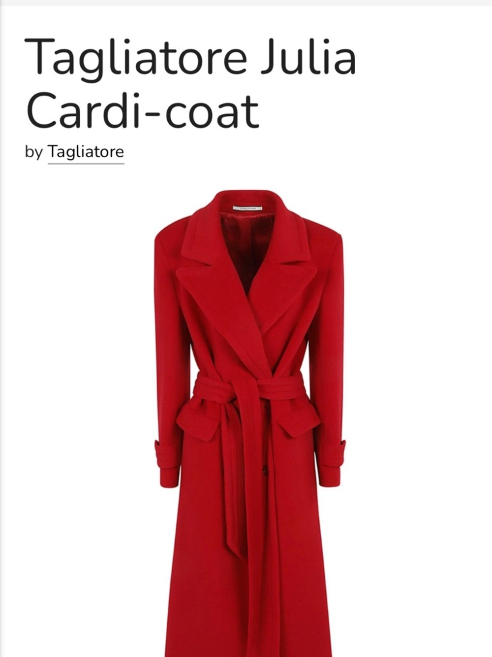 Tagliatore Red Wool Belted Long Coat